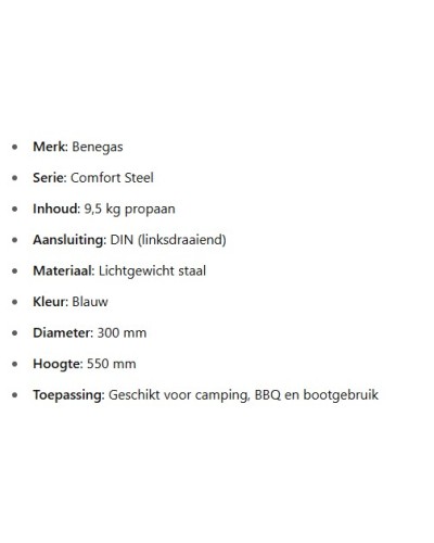 Benegas comfort steel 9,5 kg  - ( alleen vulling )